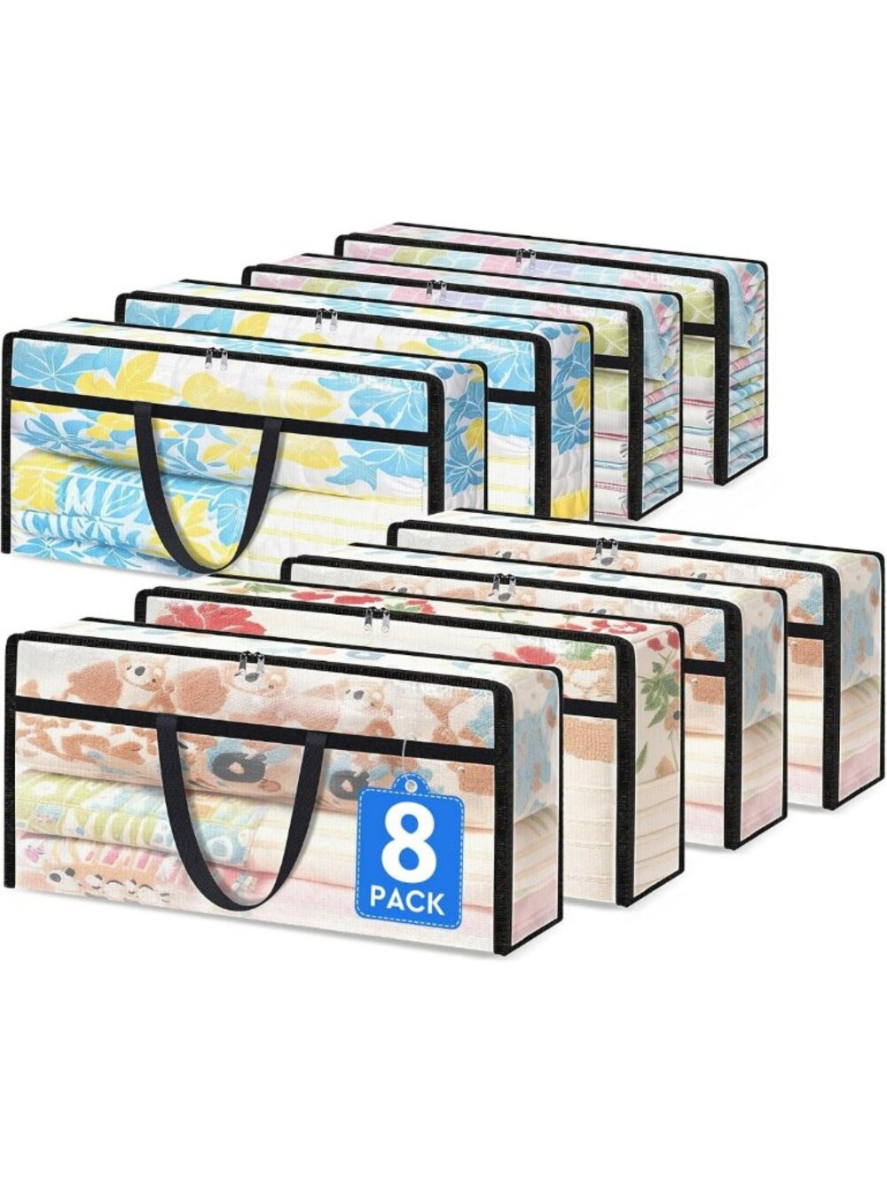 8 Pack Clear Storage Bags for Comforters & Bedding - 90L Space-Saving Solution